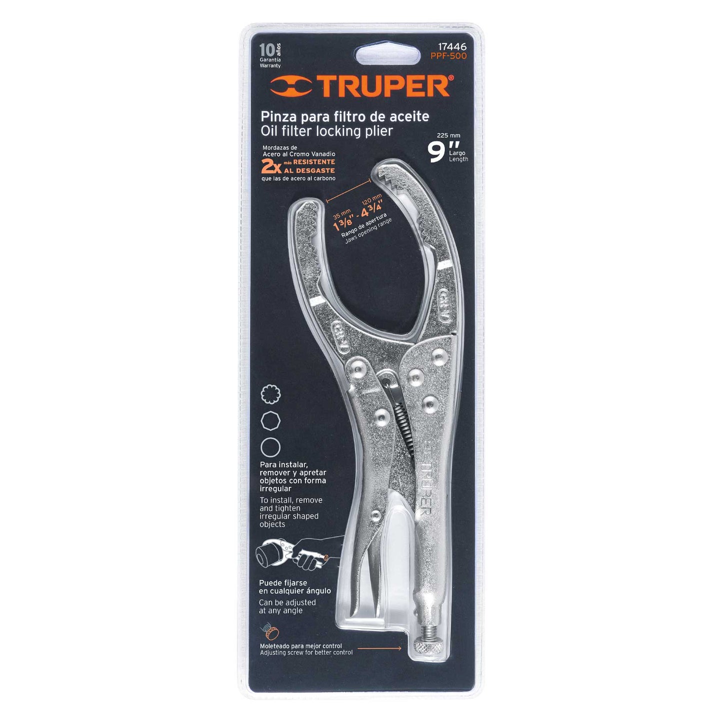 Pinza de presión 9" para filtros de aceite