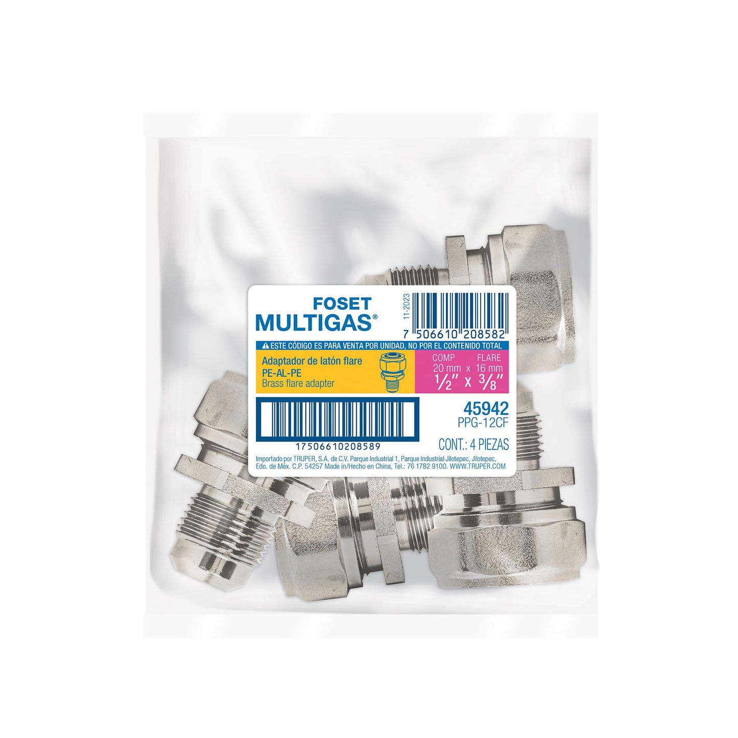 Conector para PEALPE, 1/2' a flare 3/8', Foset