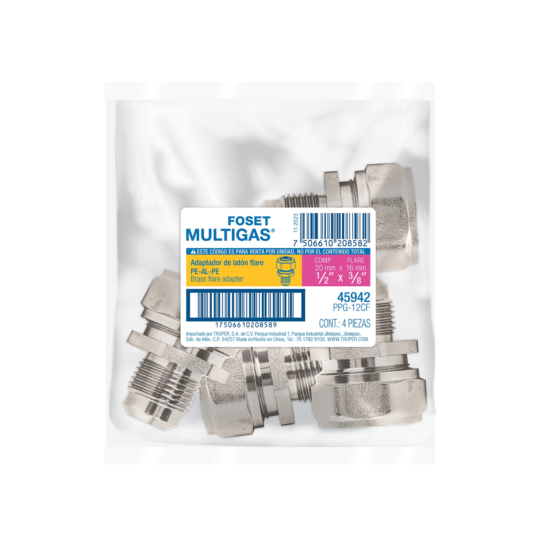 Conector para PEALPE, 1/2' a flare 3/8', Foset