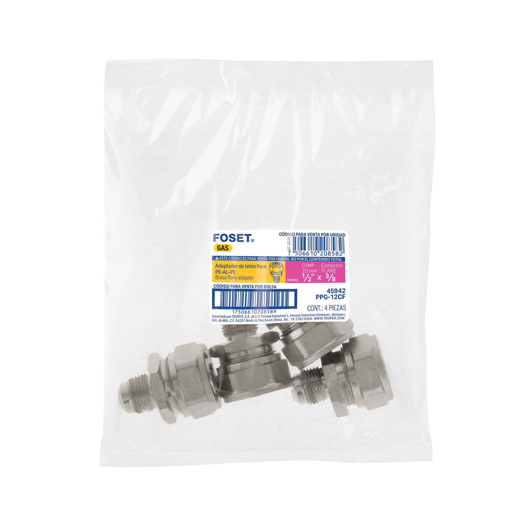 Conector para PEALPE, 1/2' a flare 3/8', Foset
