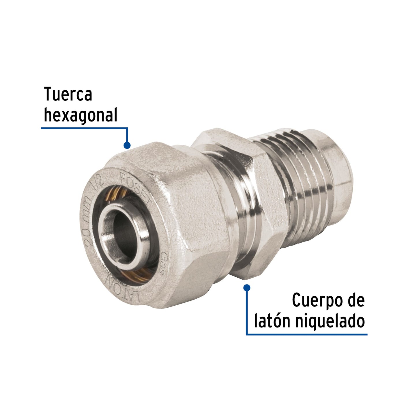 Conector para PEALPE, 1/2' a flare 3/8', Foset