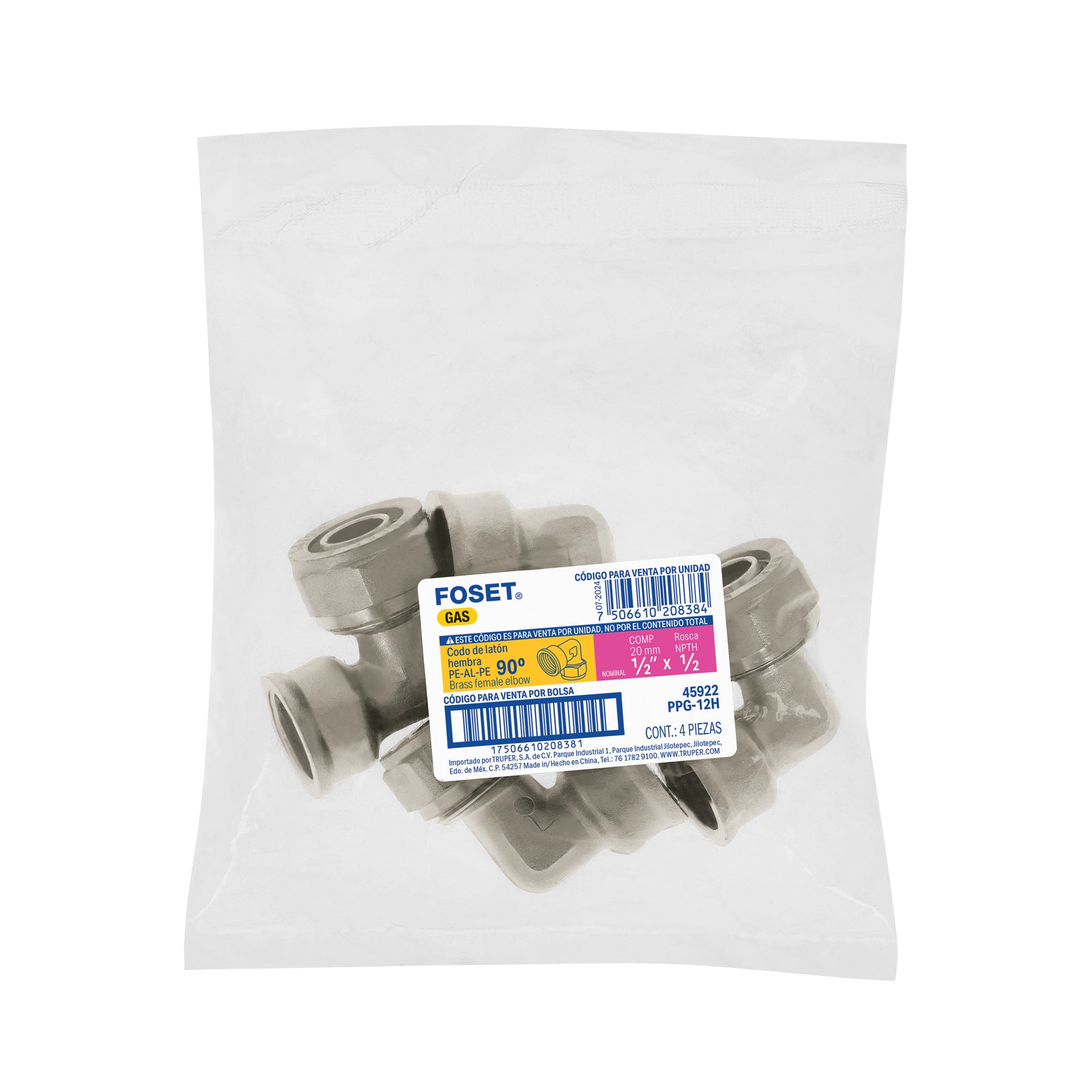 Codo 90° para PEALPE, 1/2', con rosca hembra, Foset