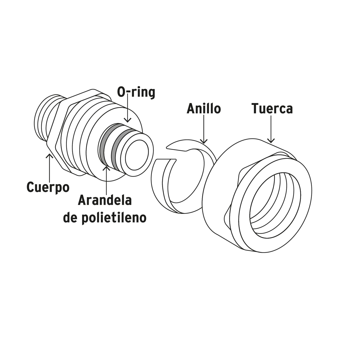 Conector para PEALPE, 1/2', con rosca macho, Foset