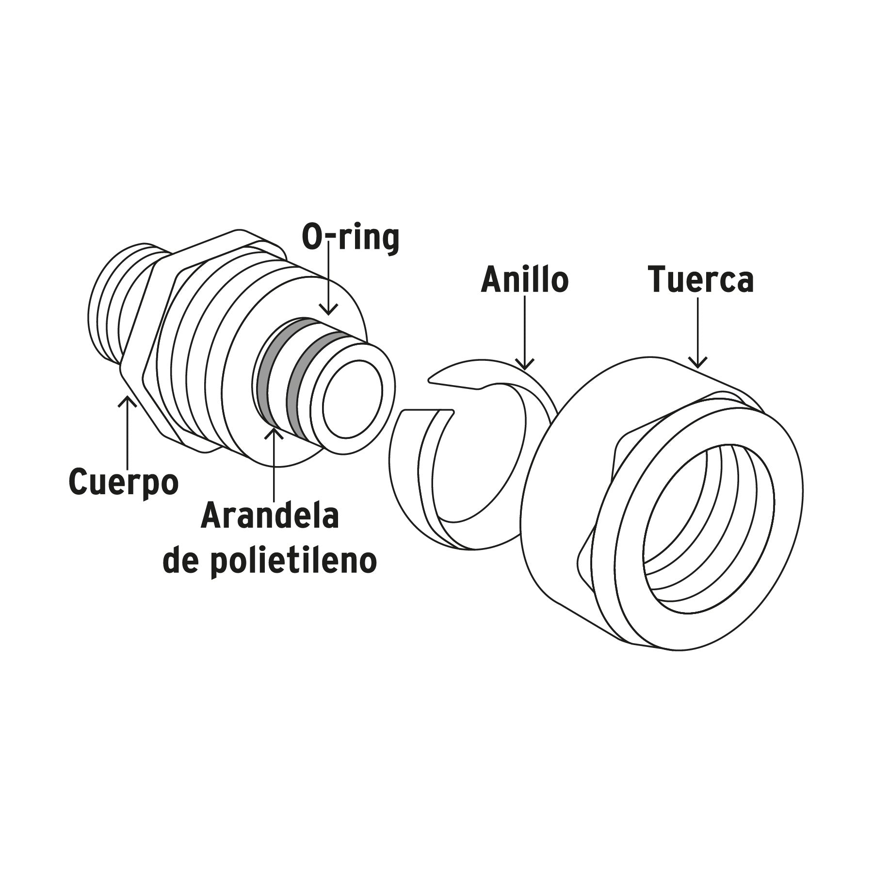 Conector para PEALPE, 1/2', con rosca macho, Foset
