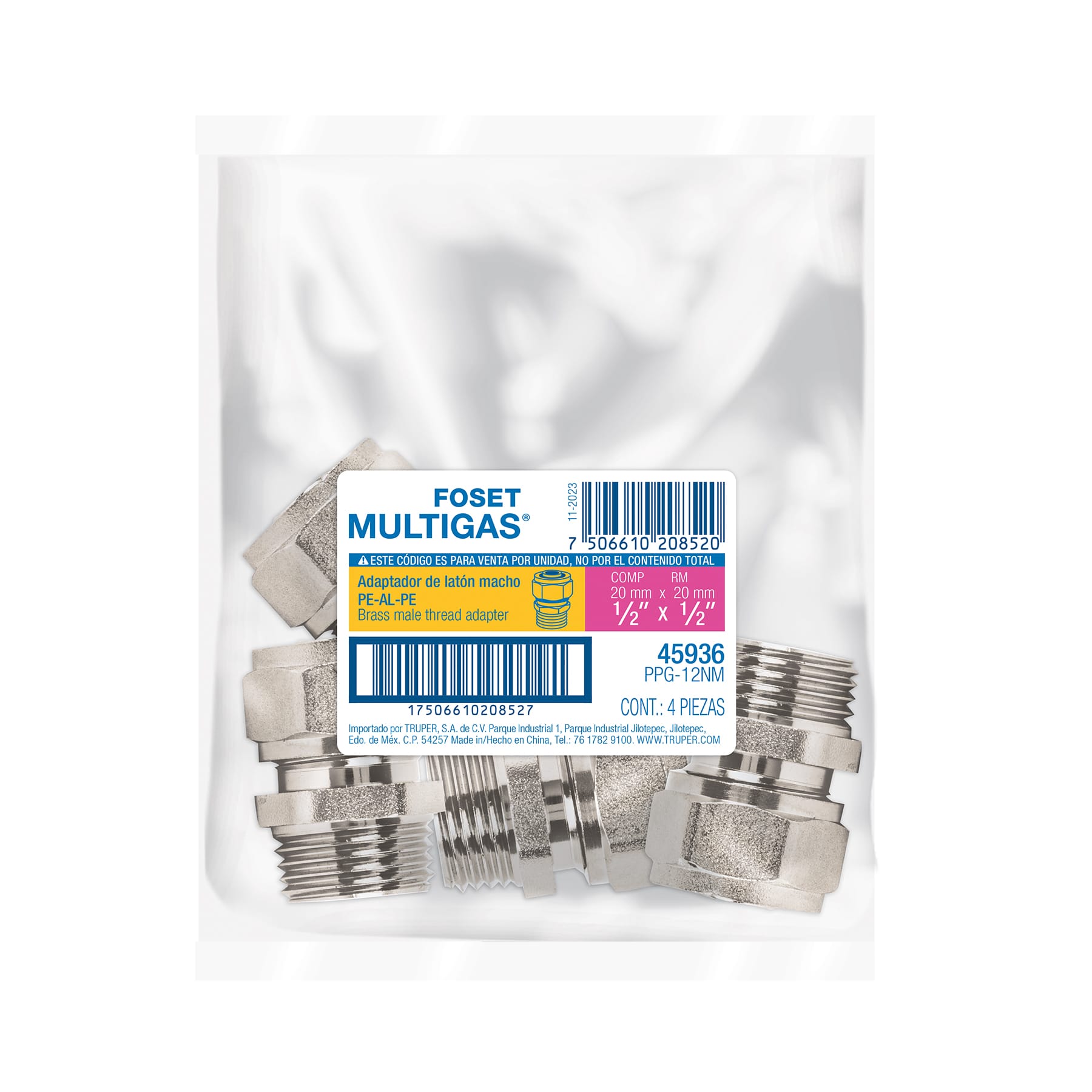 Conector para PEALPE, 1/2', con rosca macho, Foset