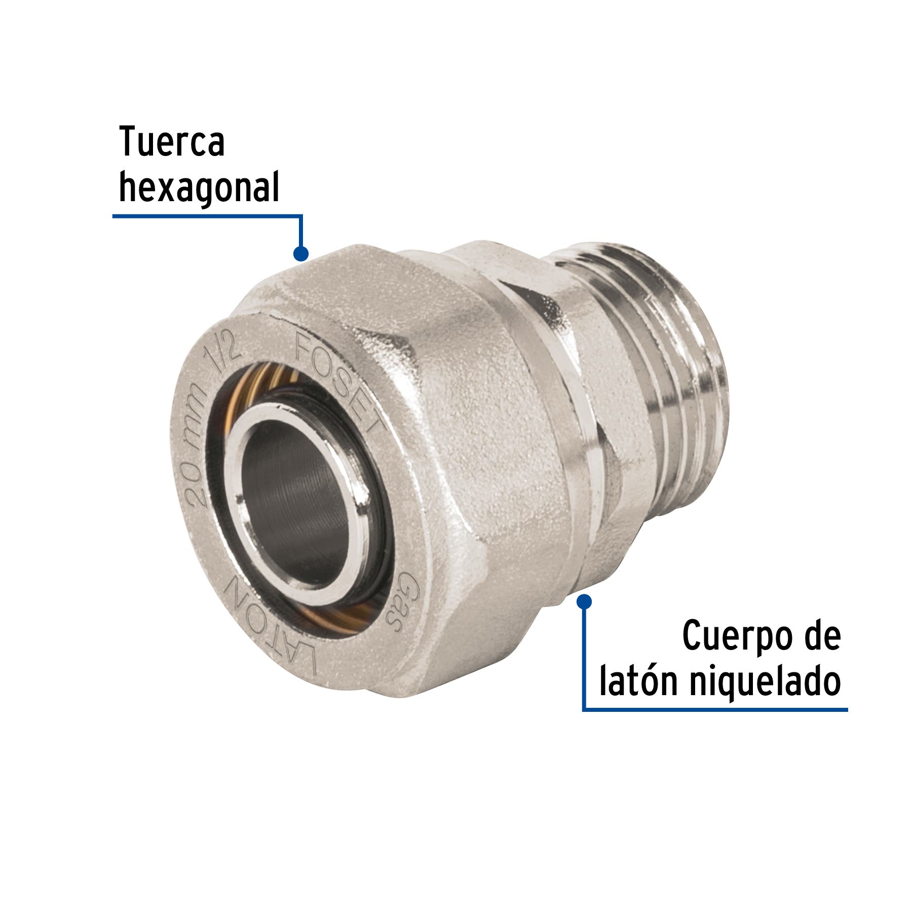Conector para PEALPE, 1/2', con rosca macho, Foset