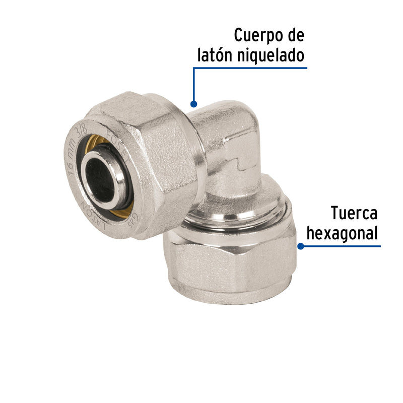 Codo 90° para PEALPE, 3/8', Foset