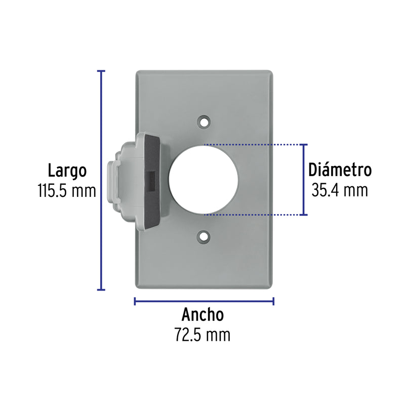 Placa contacto redondo, policarbonato,p/intemperie, Standard