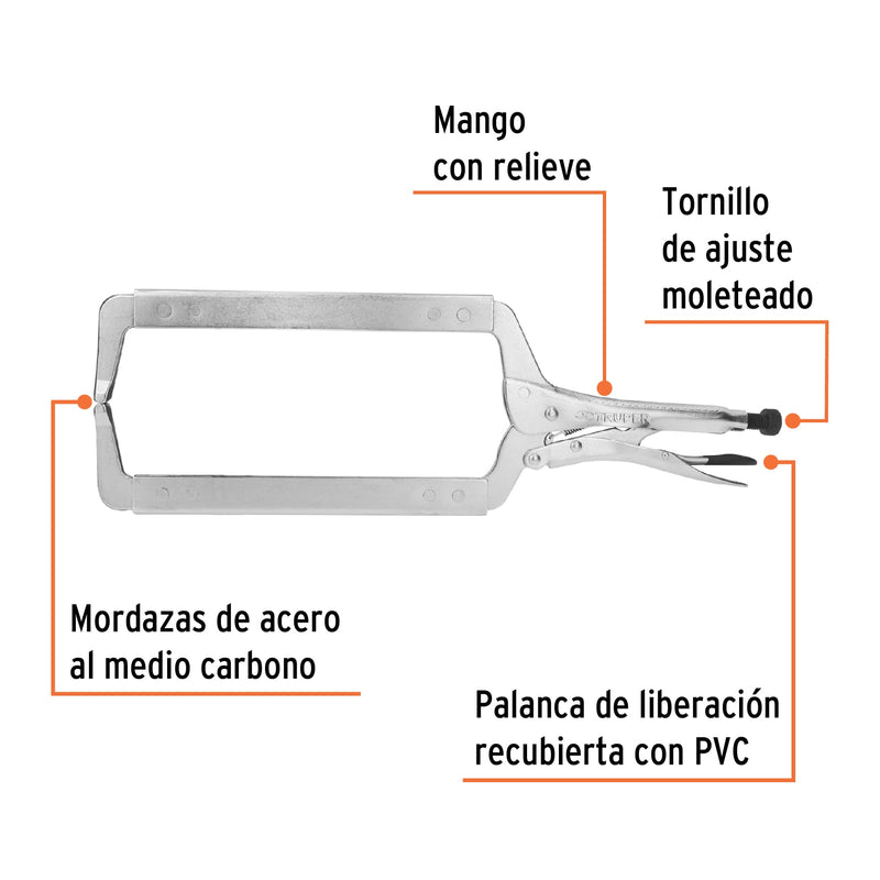 Pinza de presión tipo "c" de 18", con mordaza fija