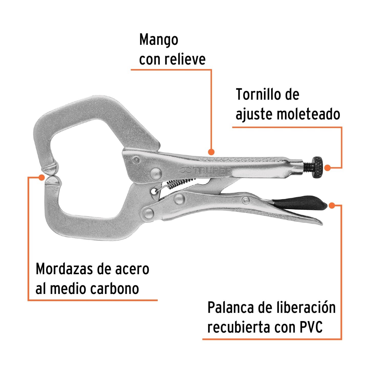 Pinza de presión tipo "c" de 6", con mordaza fija