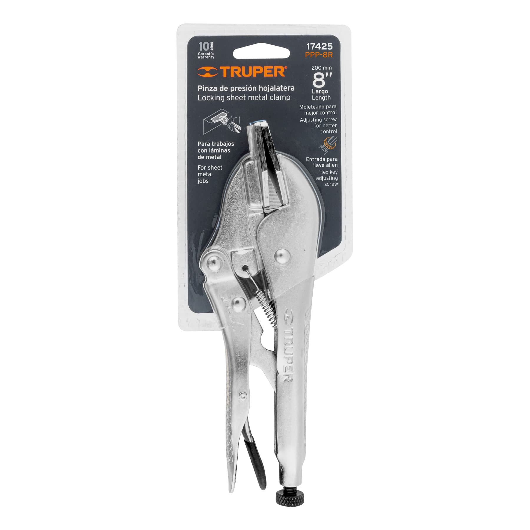 Pinza de presión, hojalatera, 8"