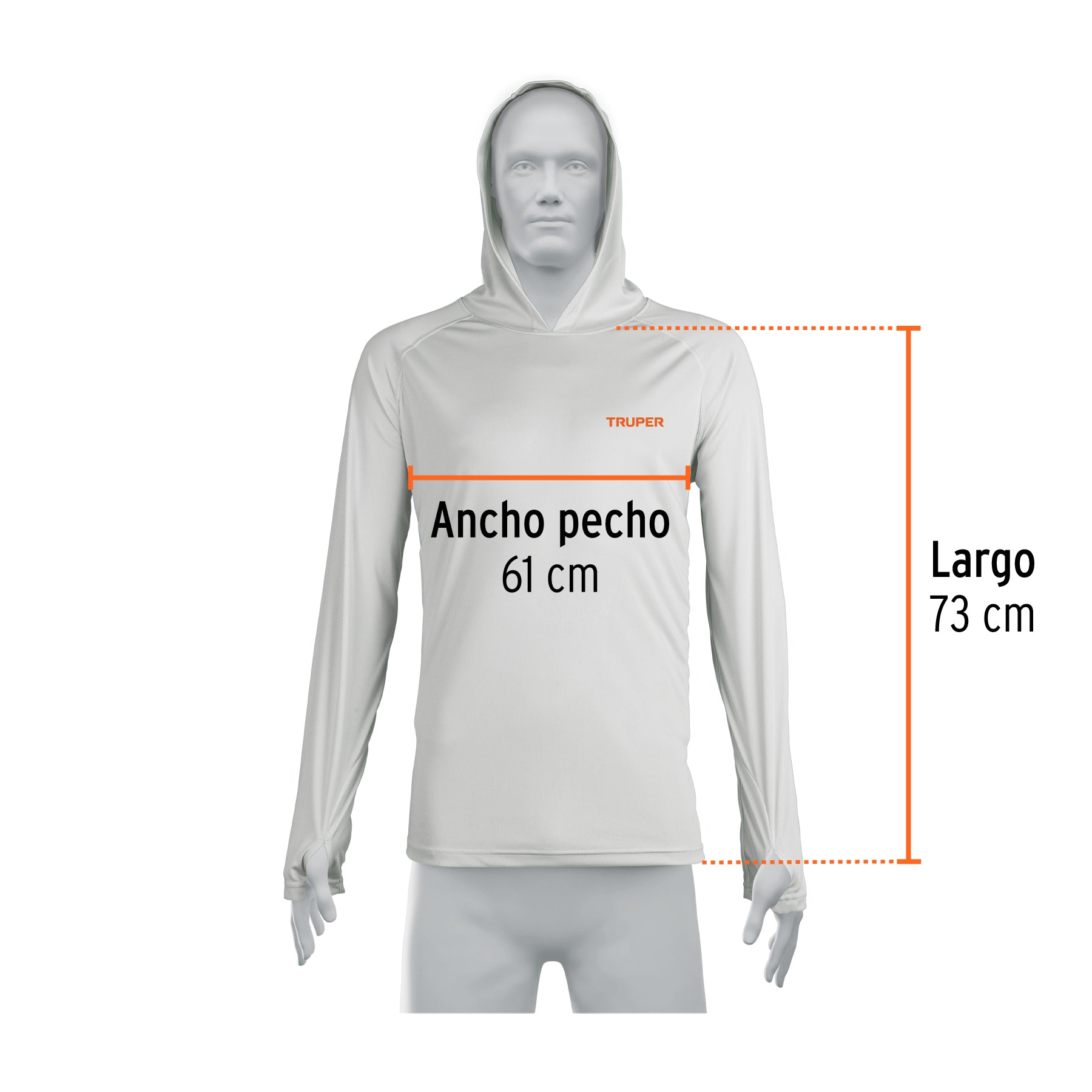 Playera protección solar,m. larga, c/gorro,hombre,EG, TRUPER