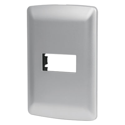 Placa 1 módulo de ABS, línea italiana, color plata, VOLTECK