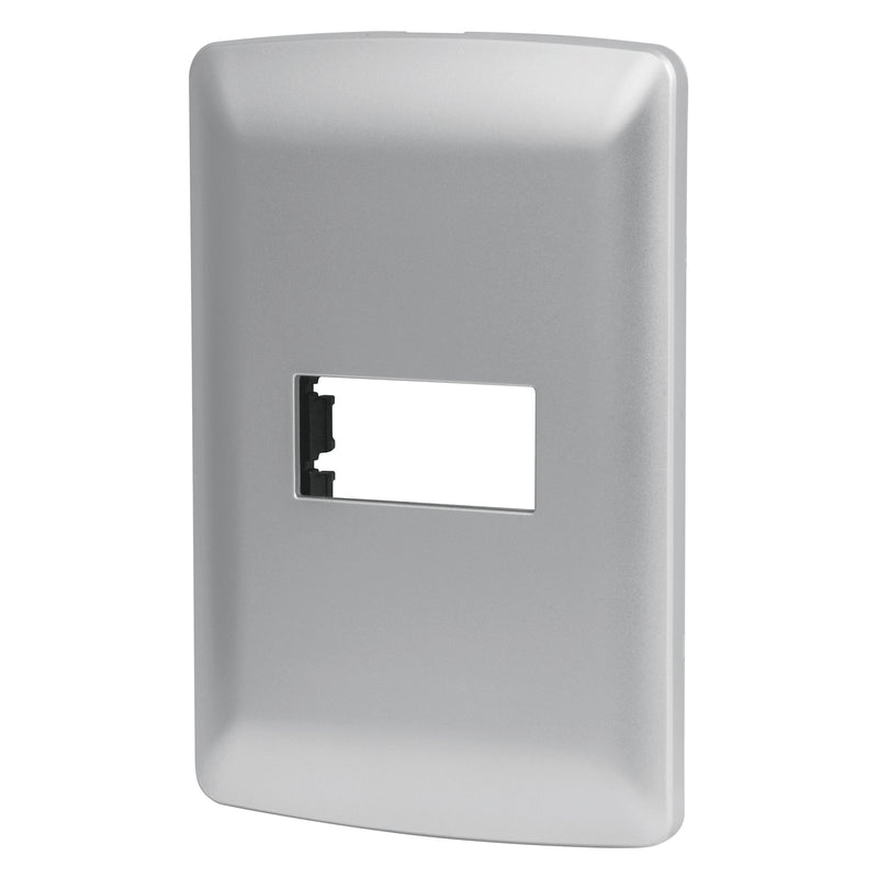 Placa 1 módulo de ABS, línea italiana, color plata, VOLTECK