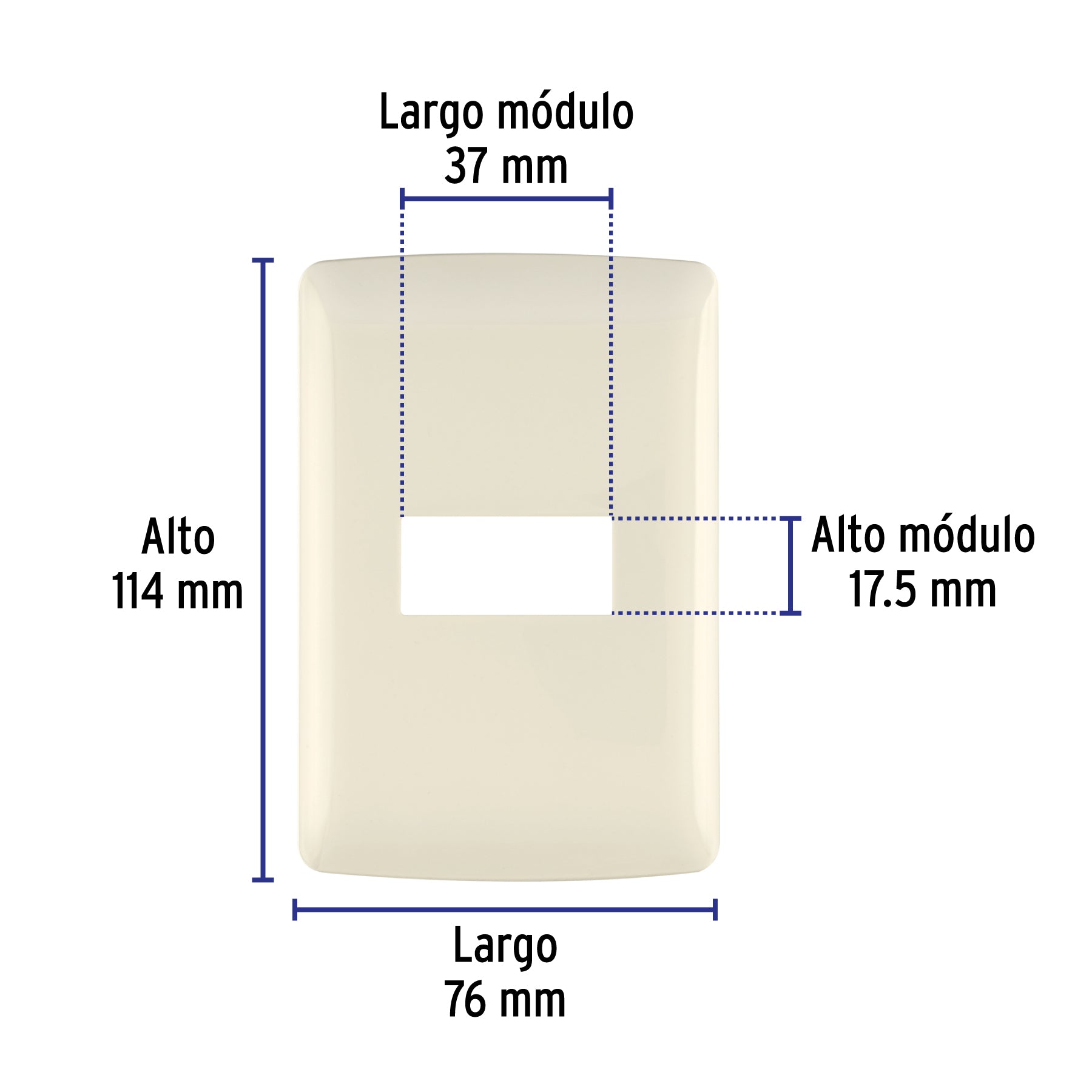 Placa 1 módulo de ABS, línea Italiana, color marfil