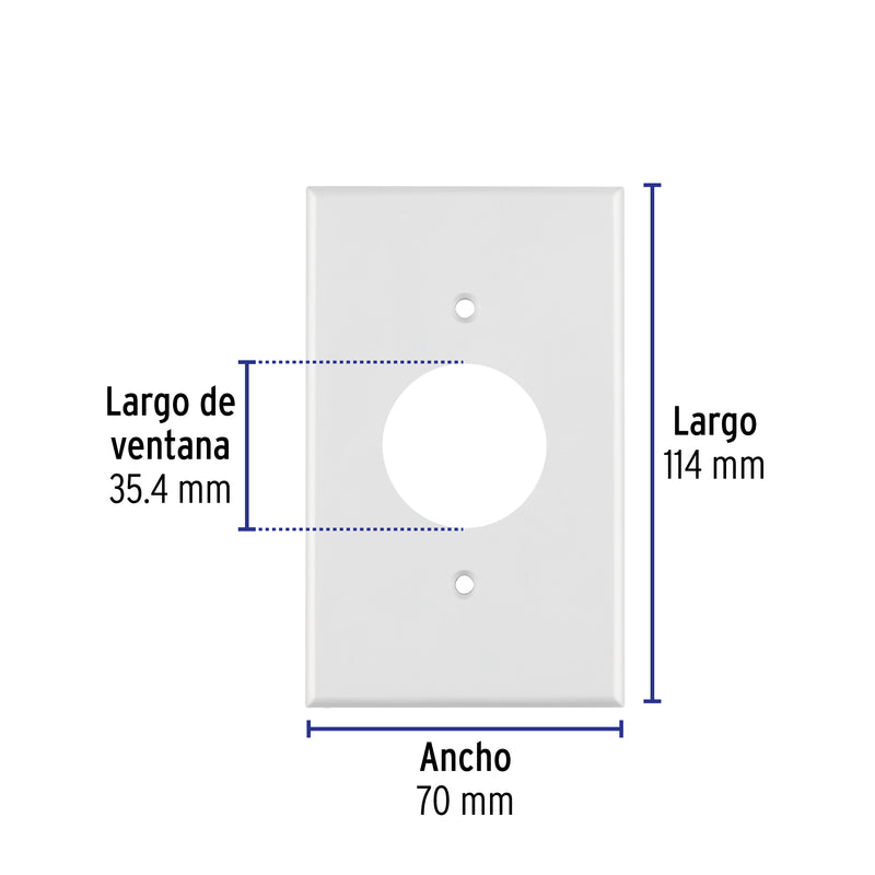 Placa de ABS para contacto redondo, Standard, blanco
