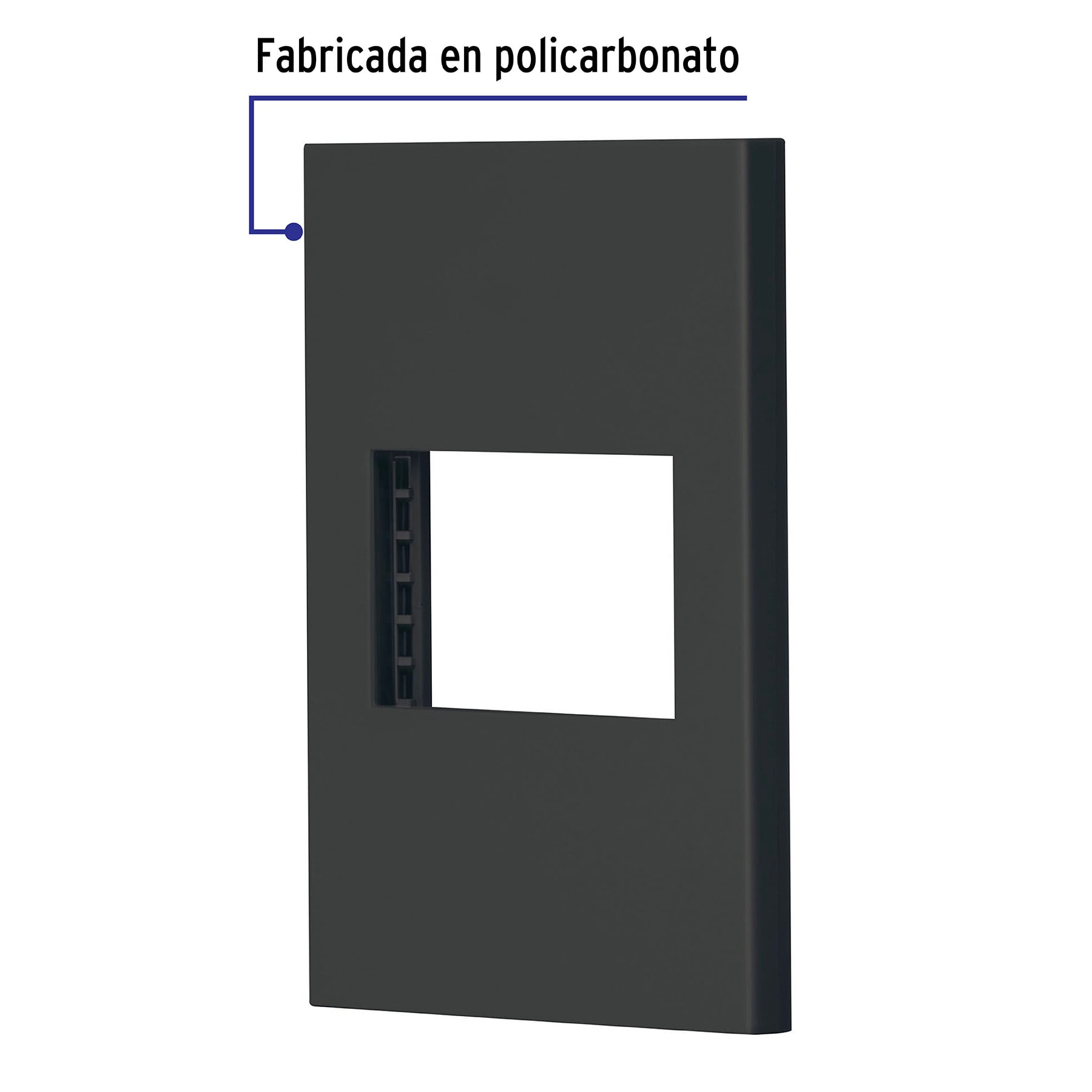 Placa 1 ventana, 1.5 módulos, línea Española, color negro