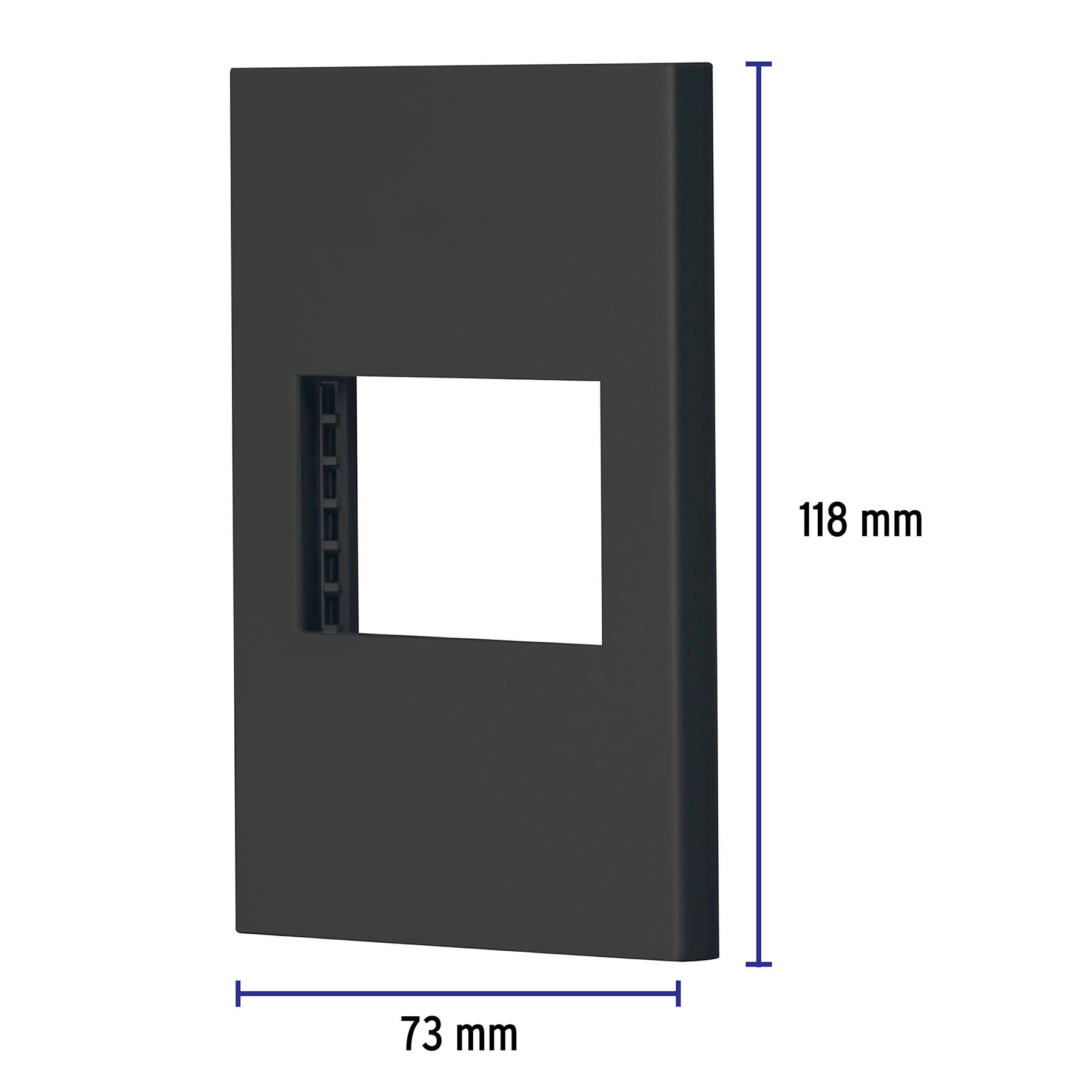 Placa 1 ventana, 1.5 módulos, línea Española, color negro