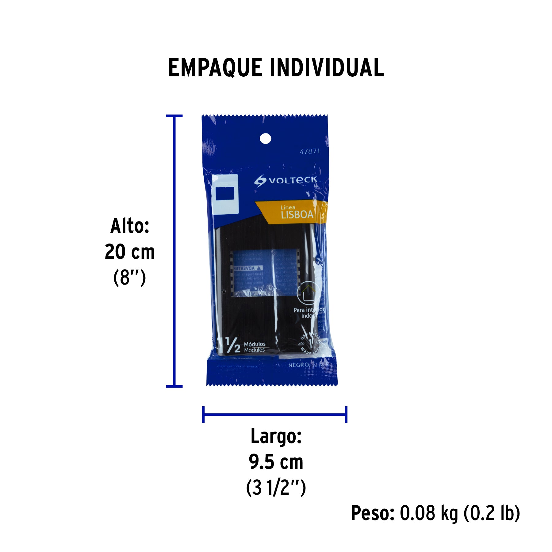 Placa negra de 1 ventana 1.5 módulos, línea Lisboa, Volteck