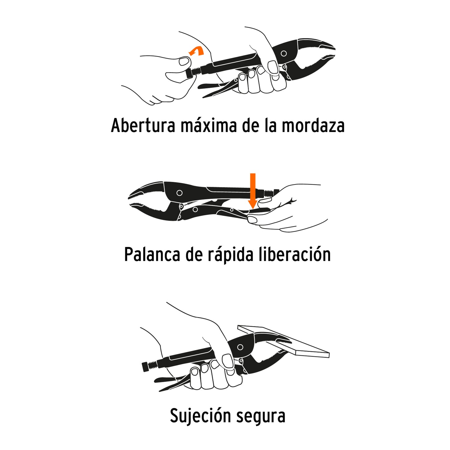Pinza de presión de 10", Mordaza Ancha