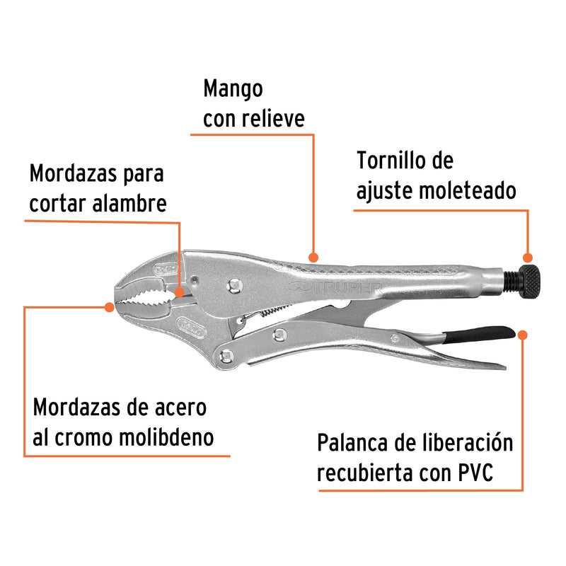 Pinza de presión 10", mordaza curva