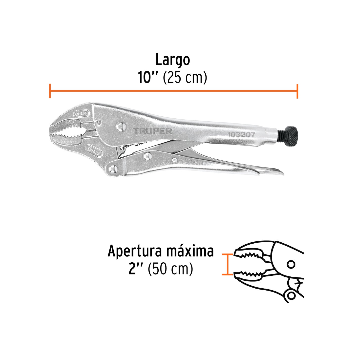 Pinza de presión 10' mordaza curva, tipo japonés, Truper