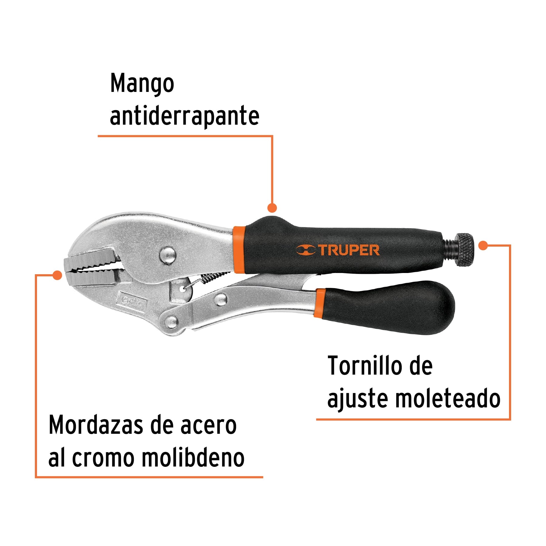 Pinza de presión 10", mordaza recta, mango de vinil