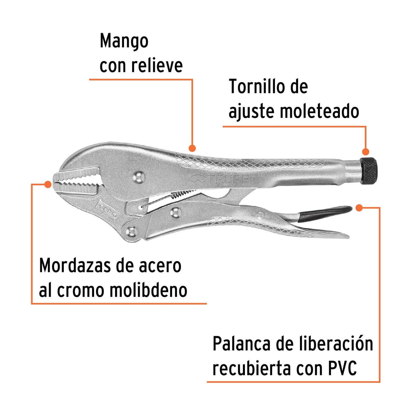 Pinza de presión 10", mordaza recta