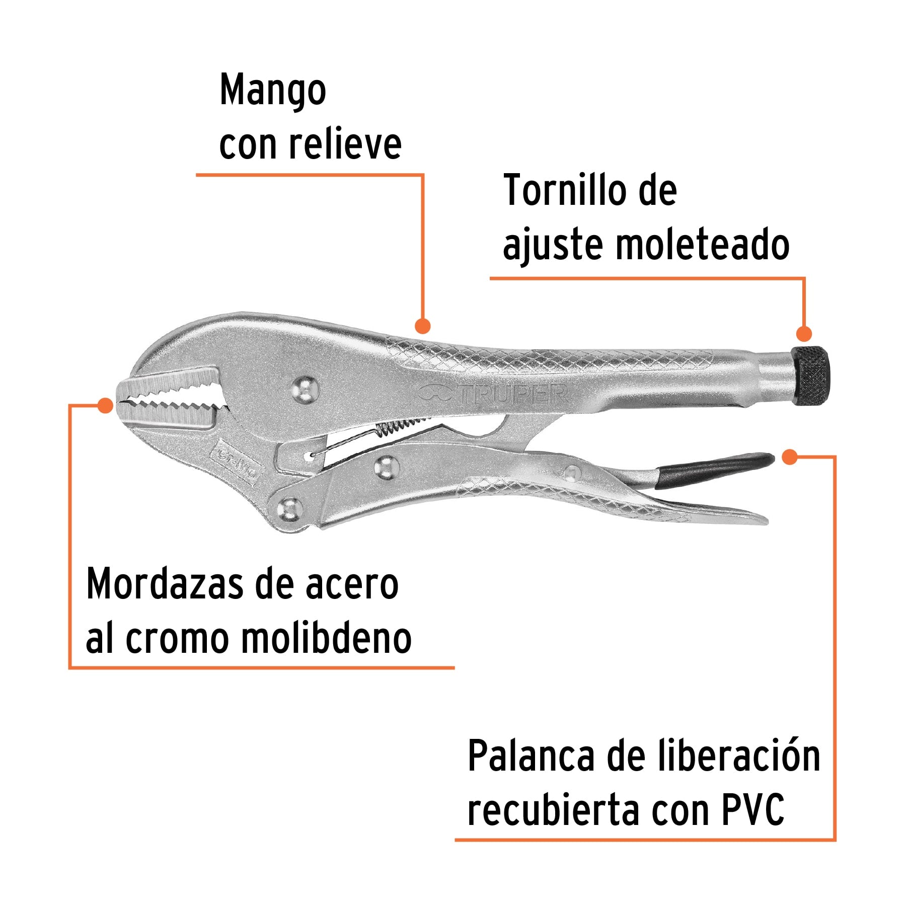 Pinza de presión 10", mordaza recta