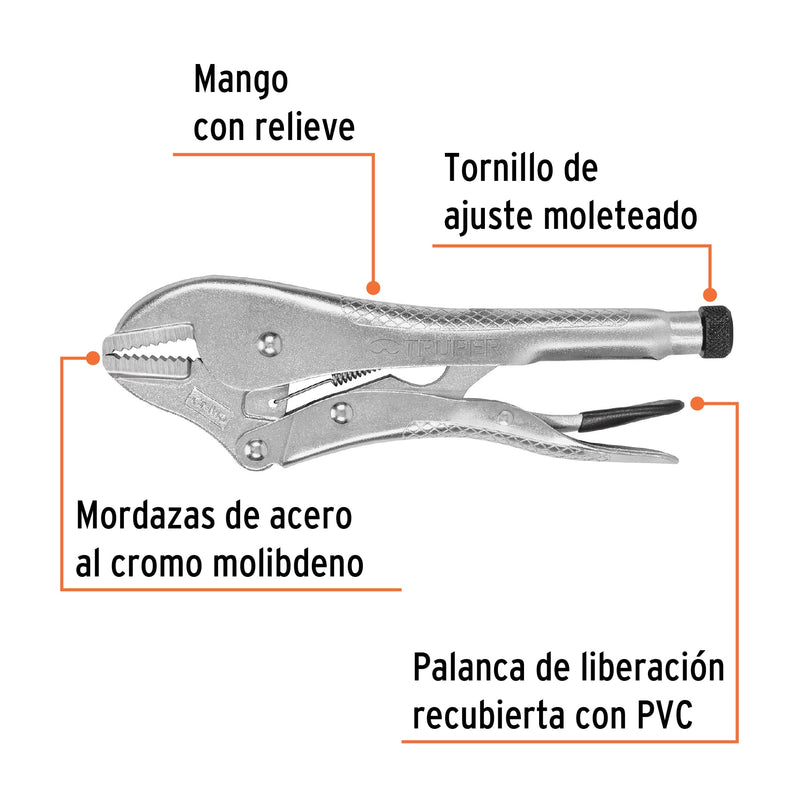 Pinza de presión 10", mordaza recta