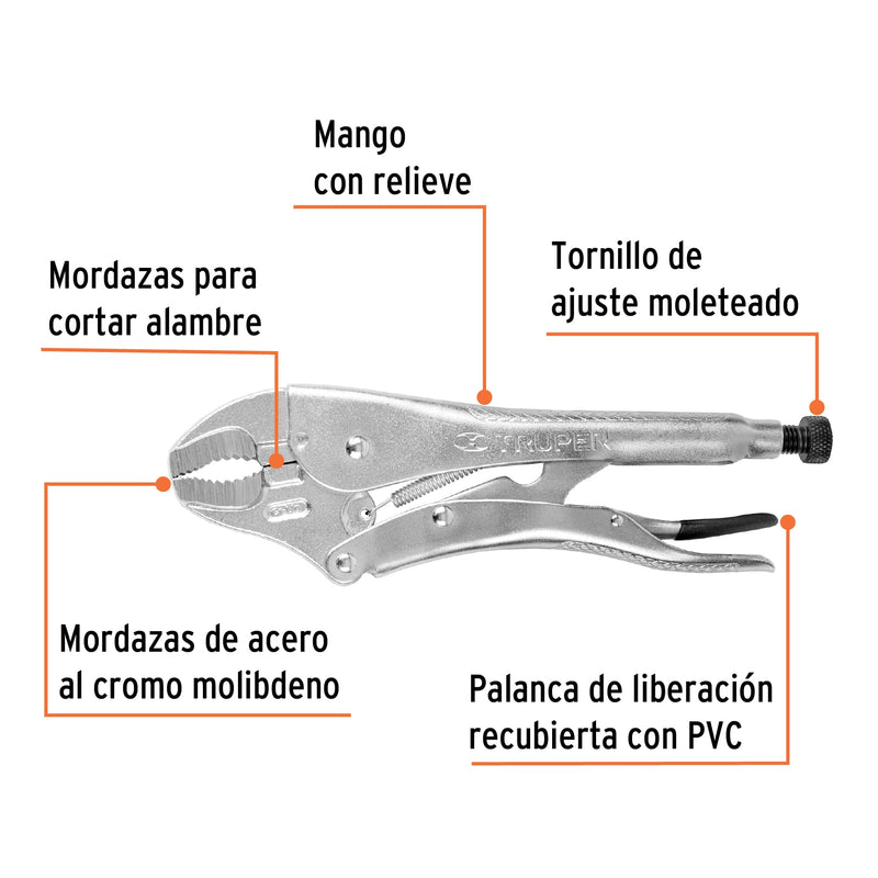 Pinza de presión 12", mordaza curva