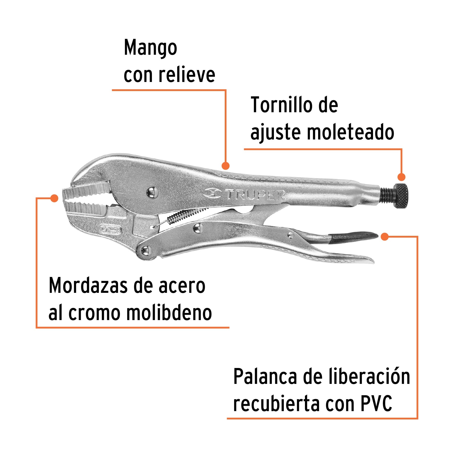 Pinza de presión 12", mordaza recta