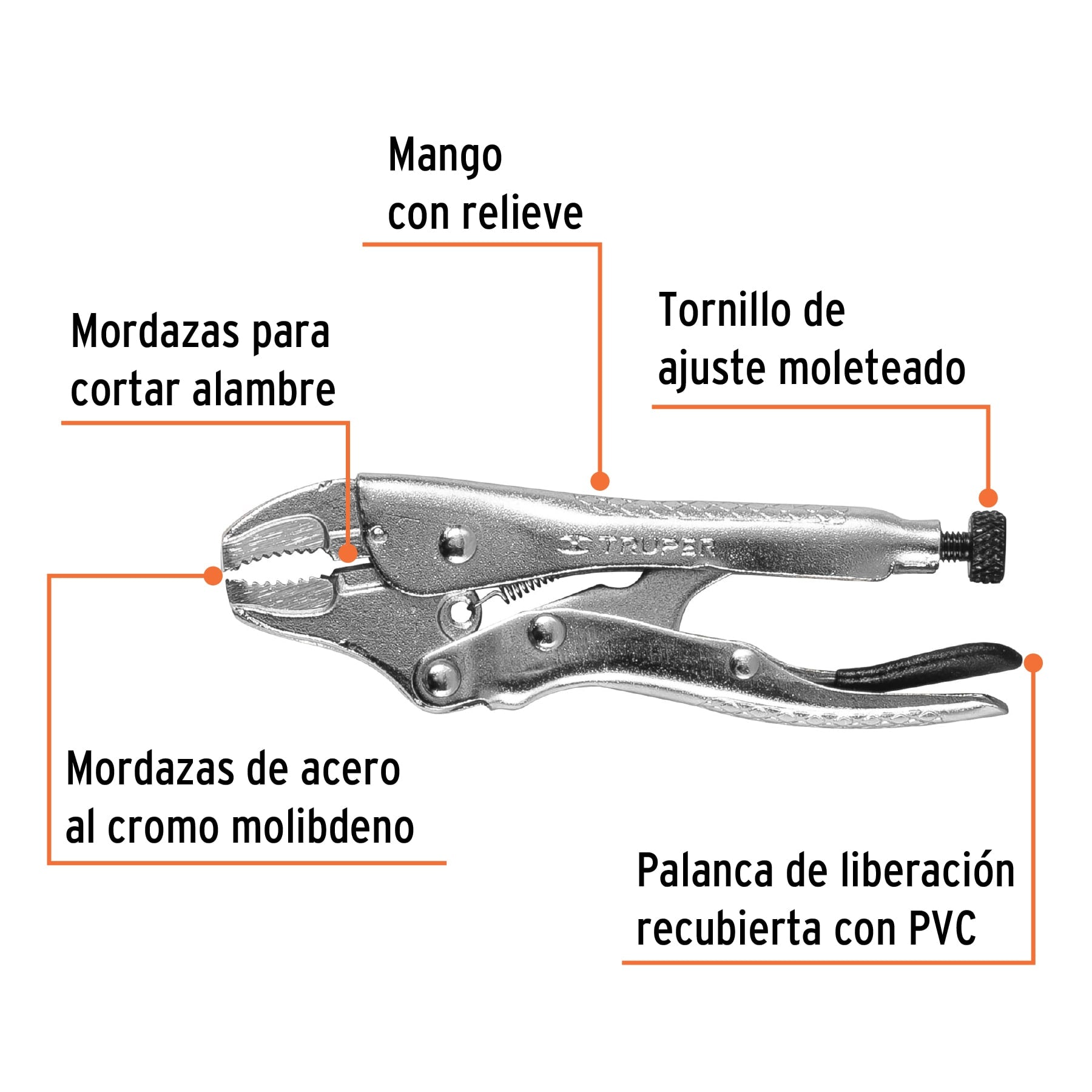 Pinza de presión 4", mordaza curva