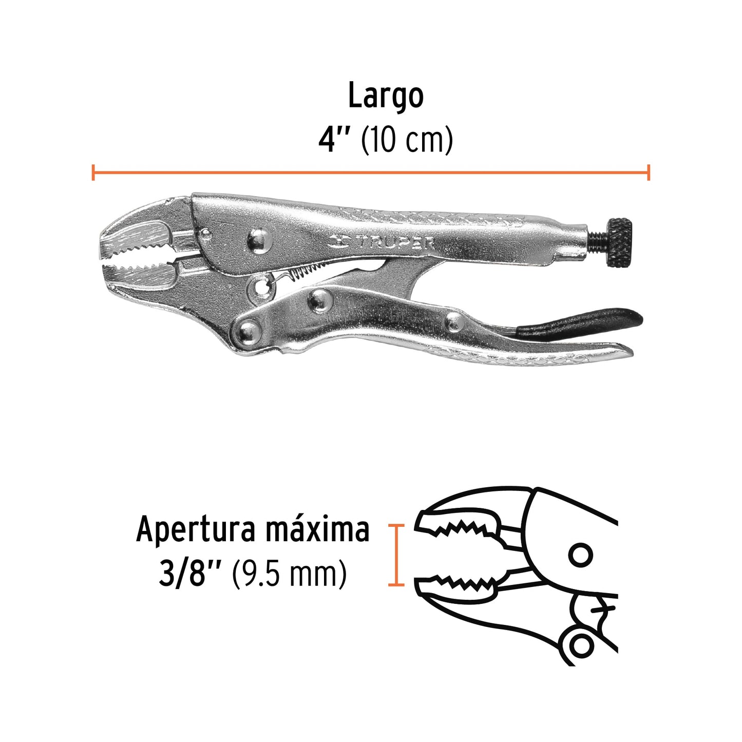 Pinza de presión 4", mordaza curva
