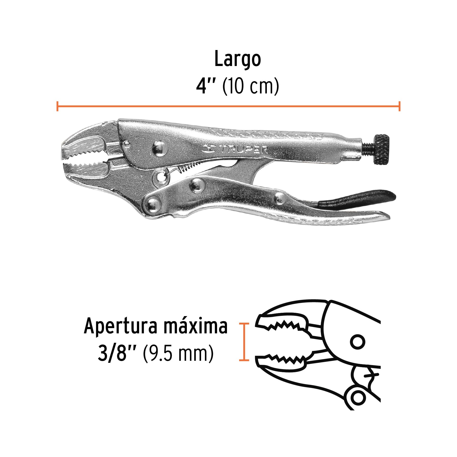 Pinza de presión 4", mordaza curva