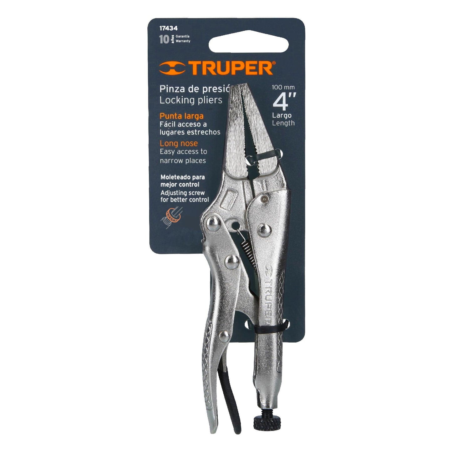 Pinza de presión 4", punta larga