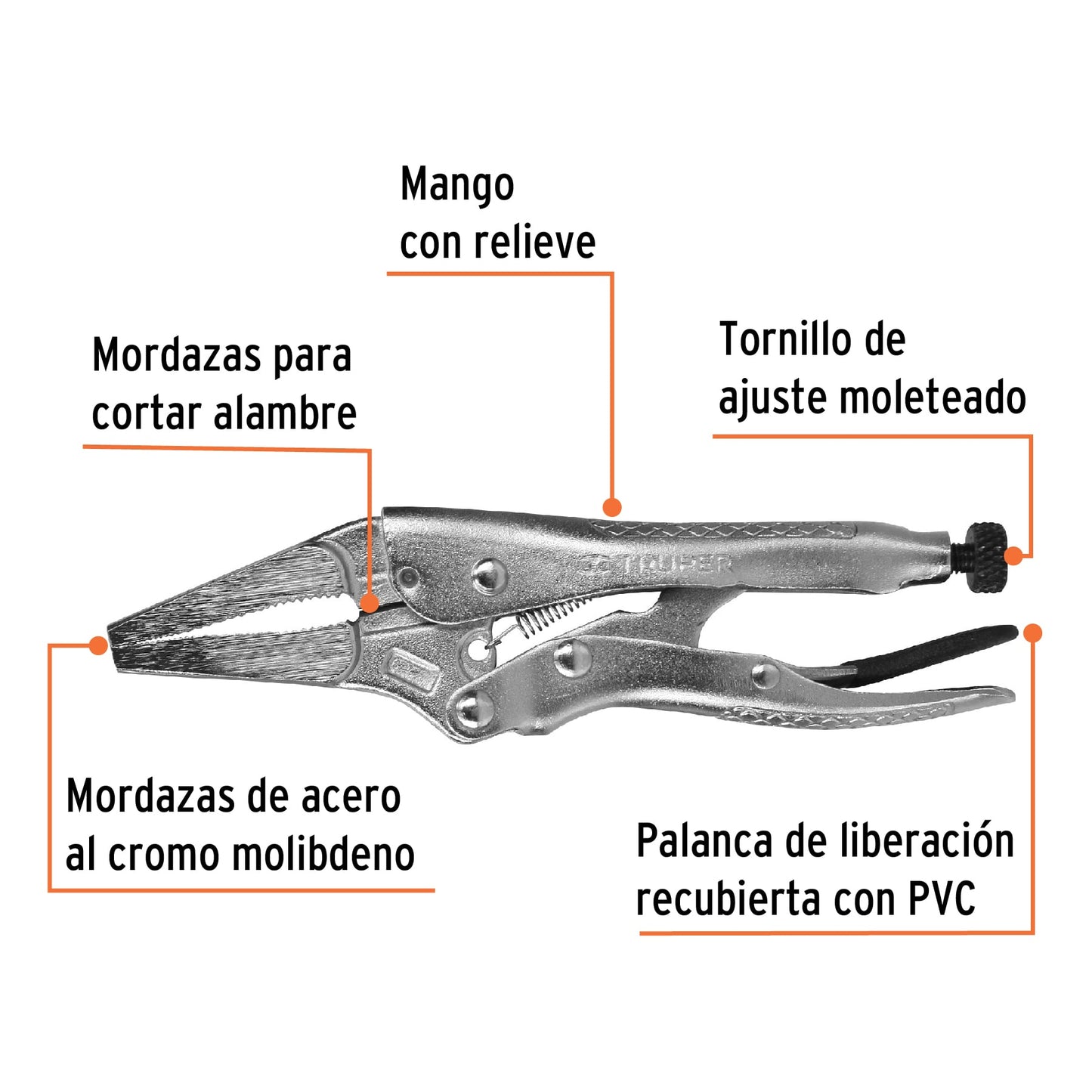 Pinza de presión 4", punta larga