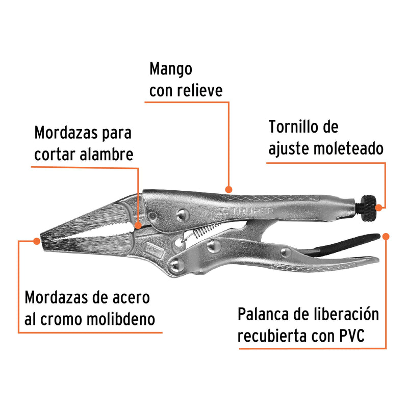 Pinza de presión 4", punta larga