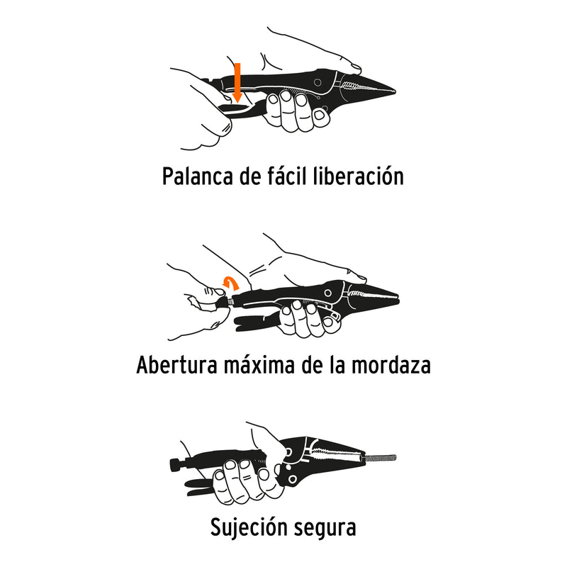 Pinza de presión 4", punta larga