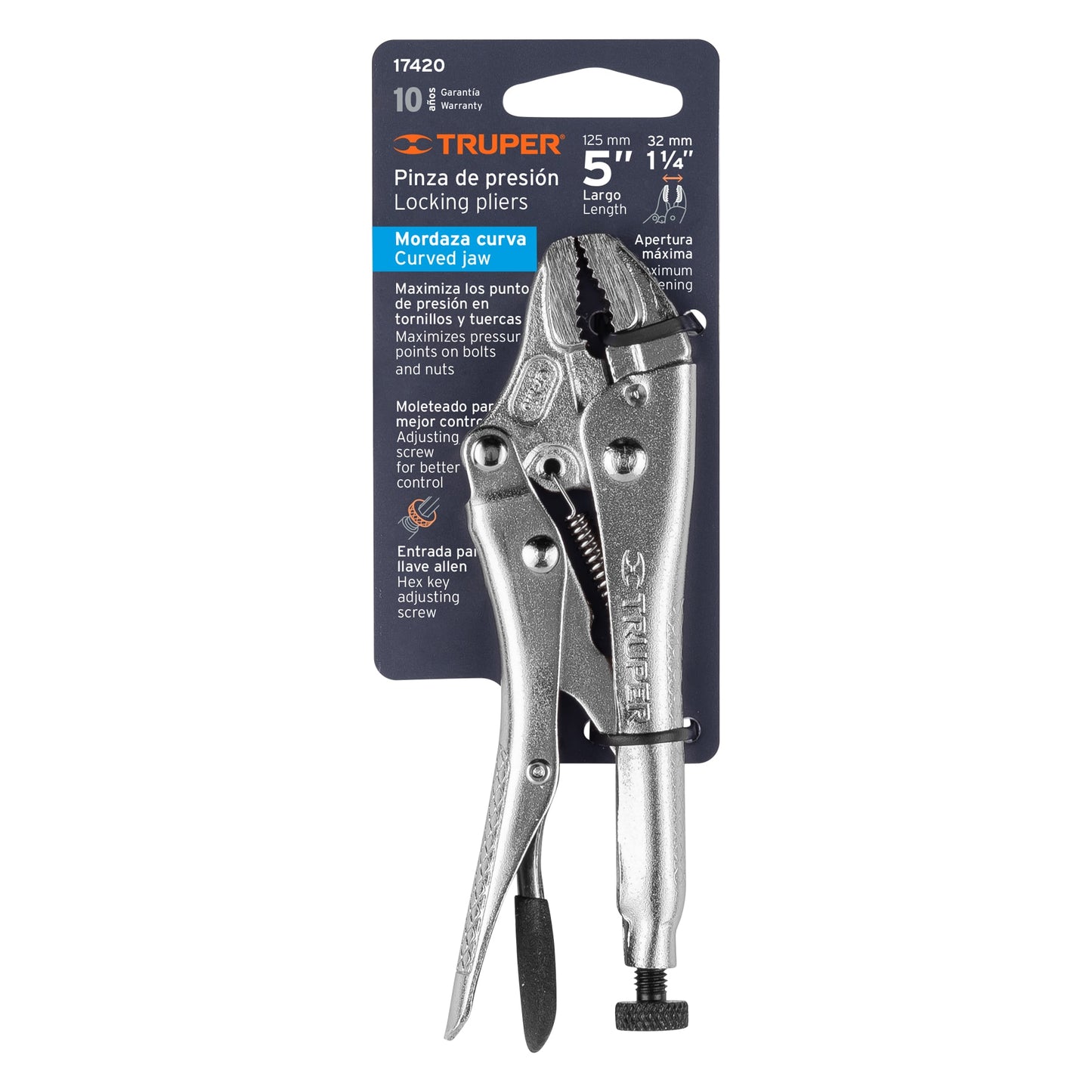 Pinza de presión 5", mordaza curva