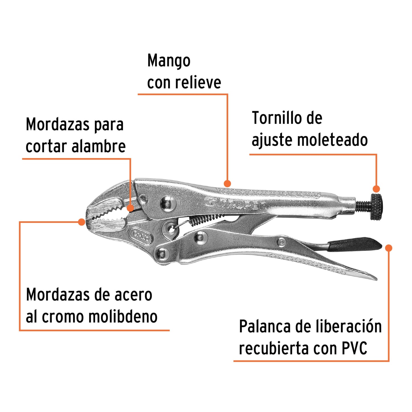 Pinza de presión 5", mordaza curva
