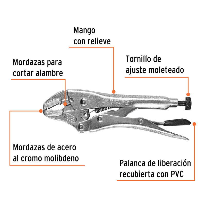 Pinza de presión 5", mordaza curva