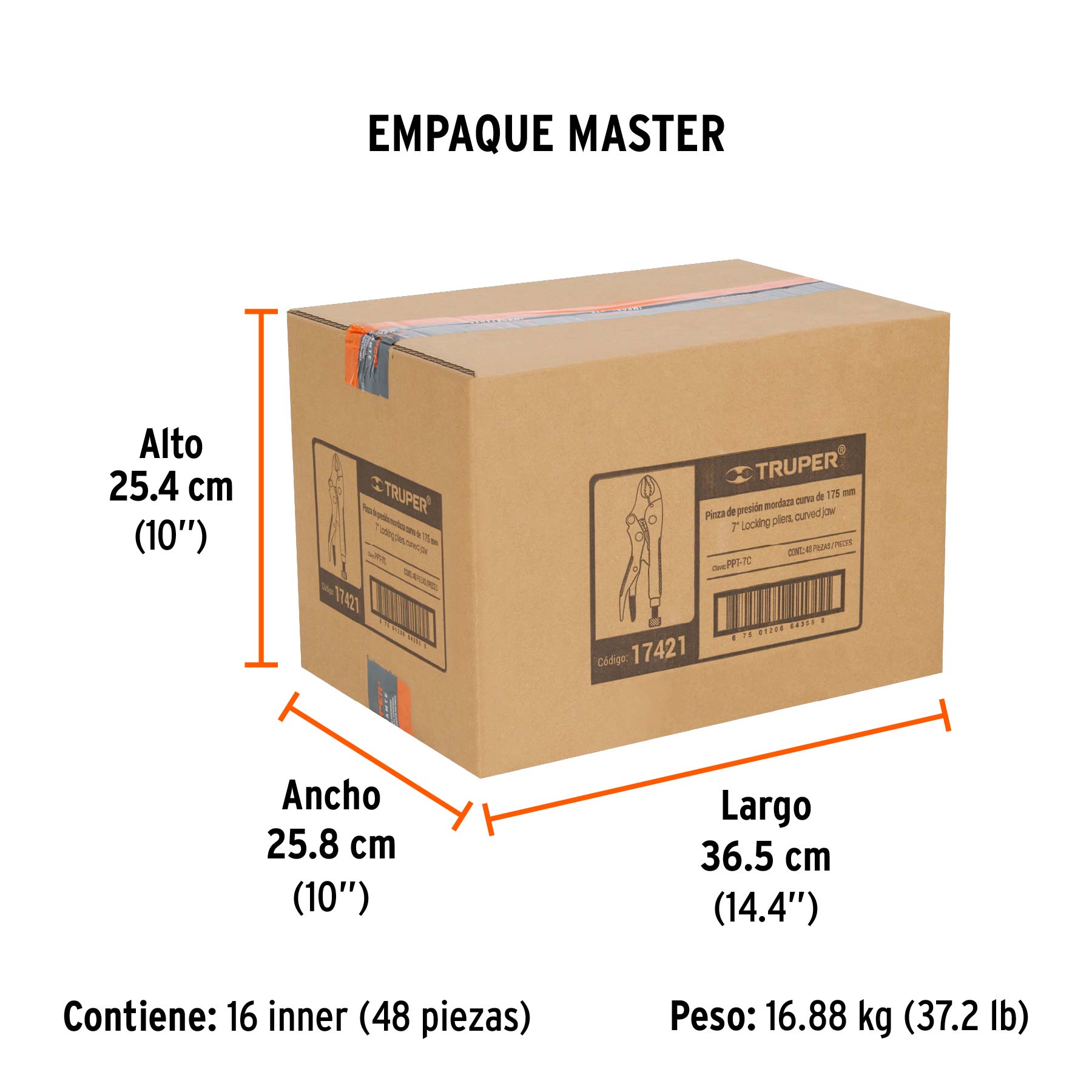 Pinza de presión 7", mordaza curva