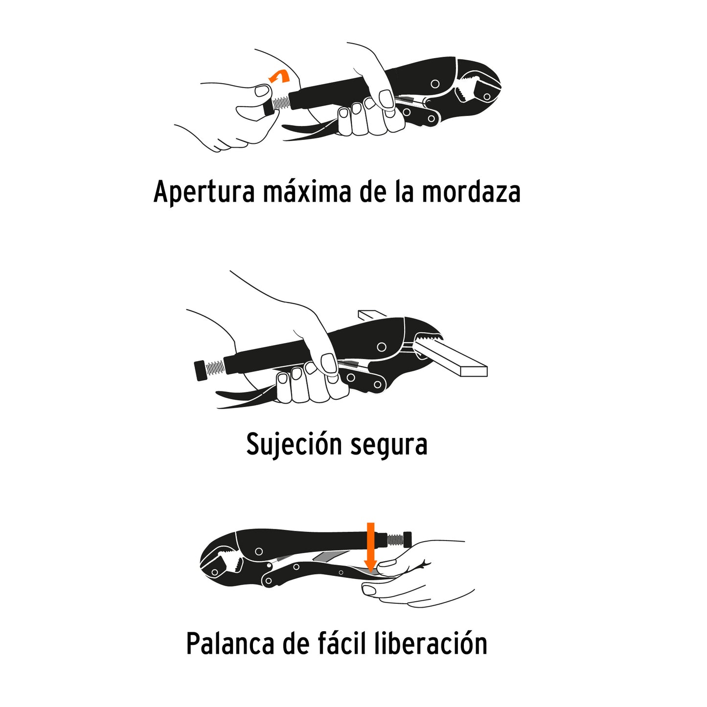 Pinza de presión 7", mordaza curva