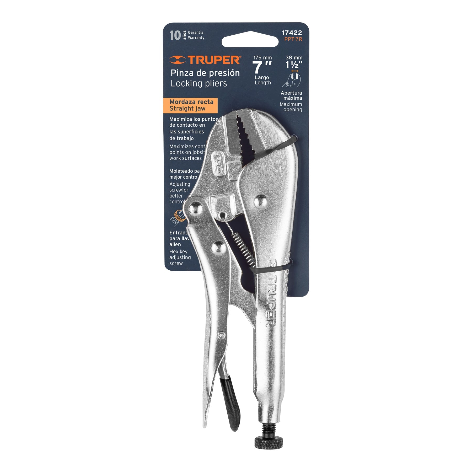 Pinza de presión 7", mordaza recta