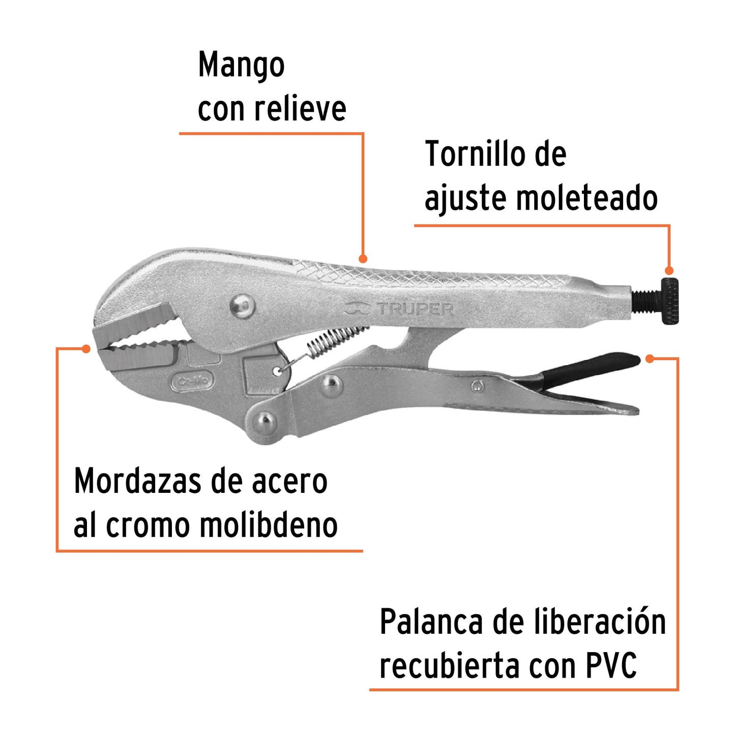 Pinza de presión 7", mordaza recta