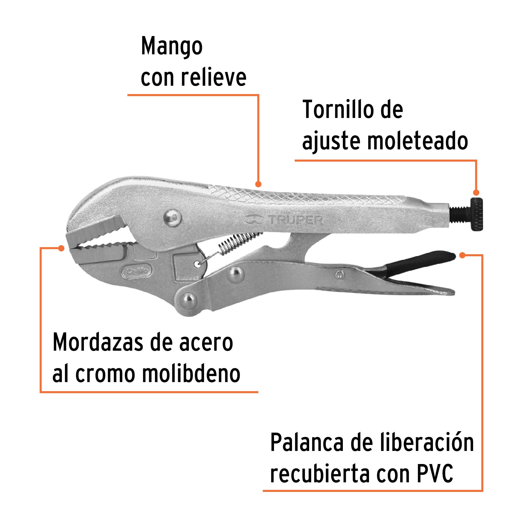 Pinza de presión 7", mordaza recta