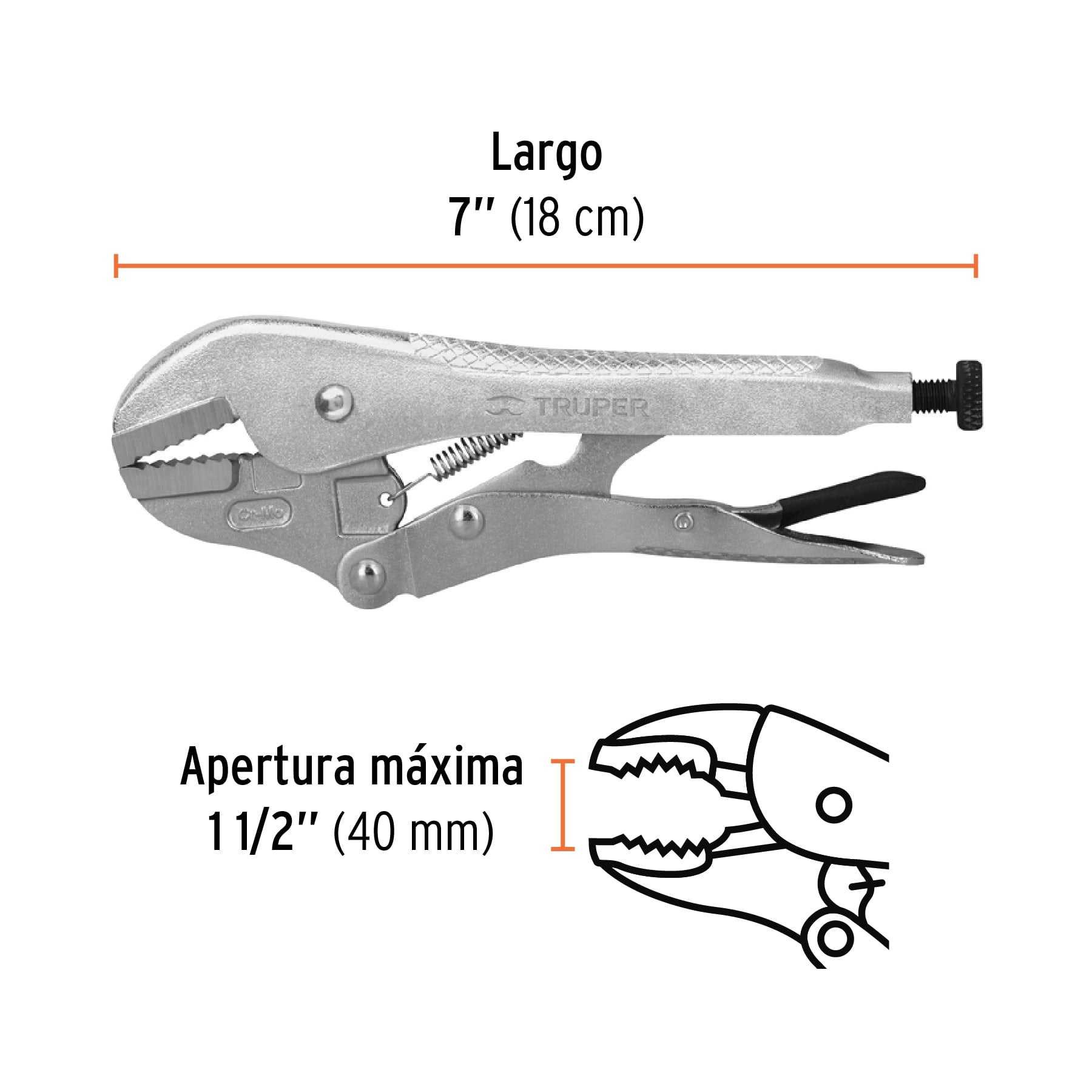 Pinza de presión 7", mordaza recta