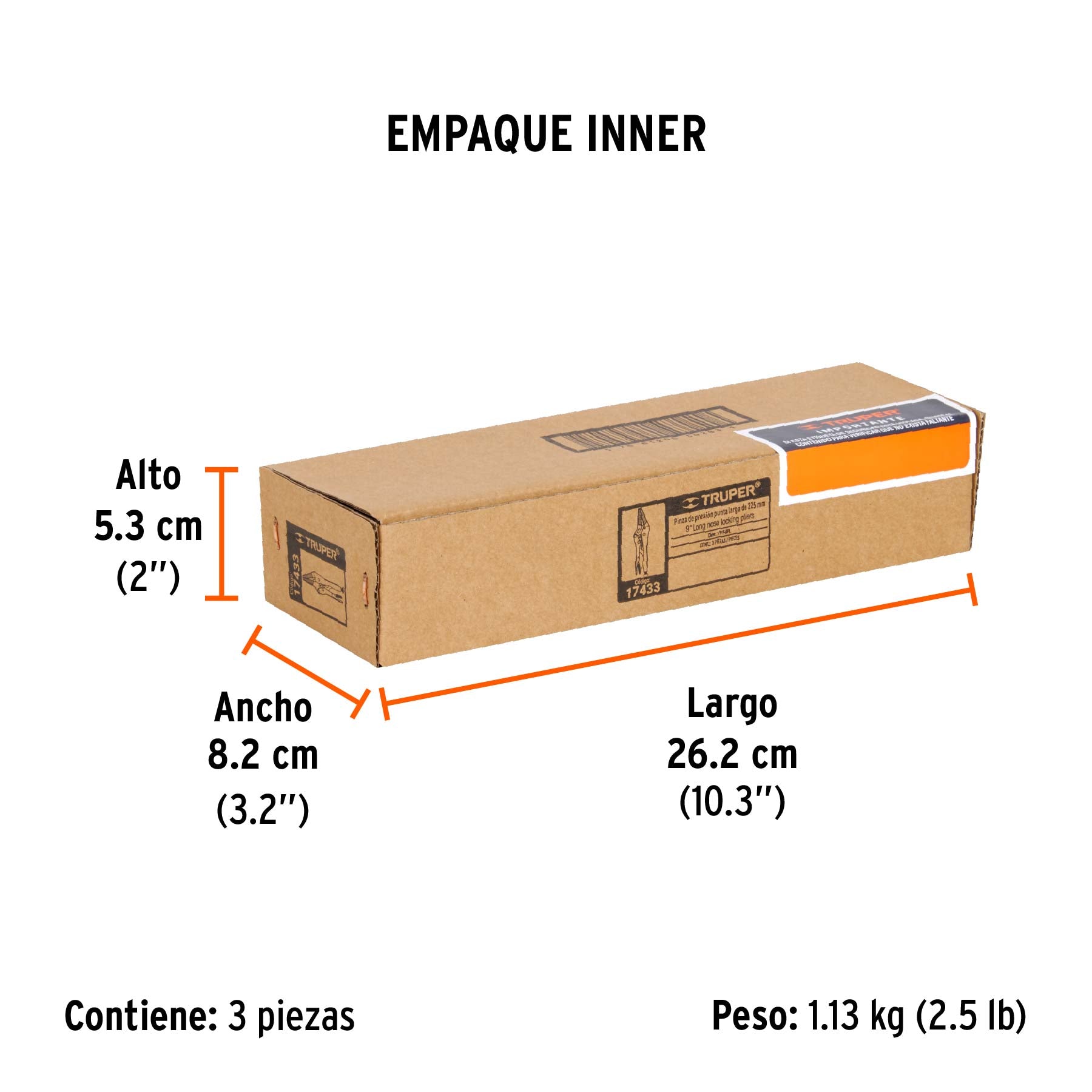 Pinza de presión 9", punta larga