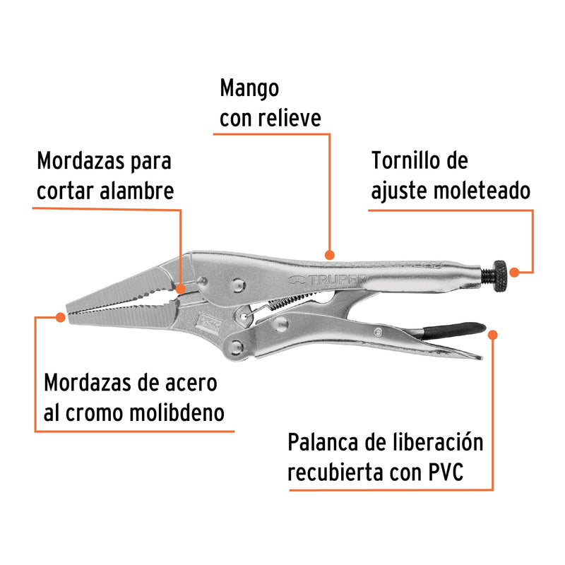 Pinza de presión 9", punta larga